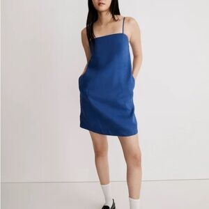 Madewell Blue Goldie Mini Dress in 100% Linen
